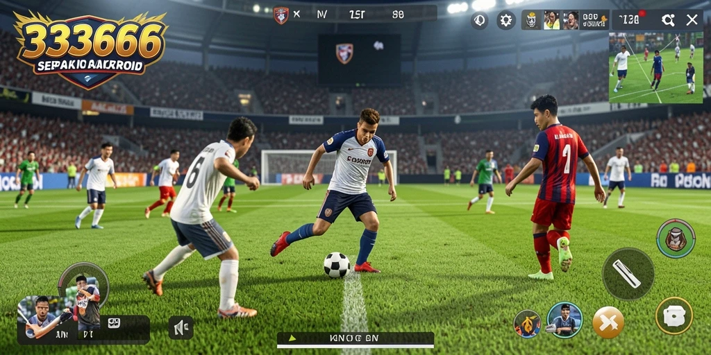 Tampilan gameplay menarik dari 333666 dengan intensitas sepak bola yang nyata.