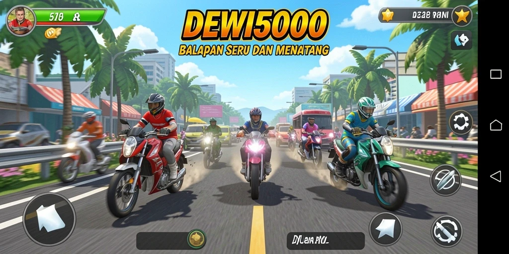 Gameplay seru balapan mobil di DEWI5000 yang memukau.