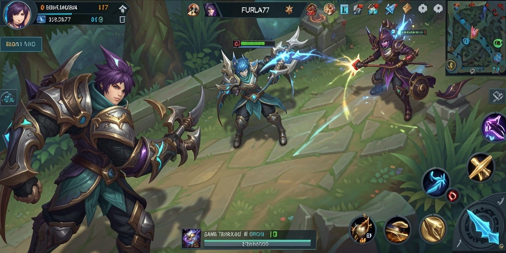 Screenshot FURLA77 menampilkan aksi pertempuran tim yang seru.