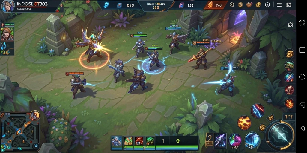 Tampilan gameplay seru dari INDOSLOT303 di arena pertempuran.