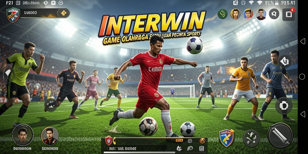 Screenshot INTERWIN menunjukkan aksi seru dalam pertandingan olahraga.