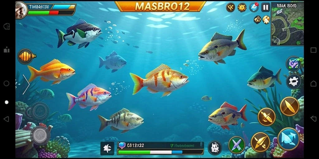 Tampilan gameplay seru saat berburu ikan di MASBRO12.