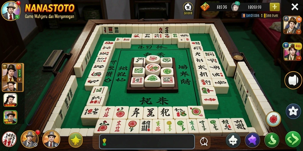 Screenshot gameplay NANASTOTO menampilkan serunya permainan Mahjong.